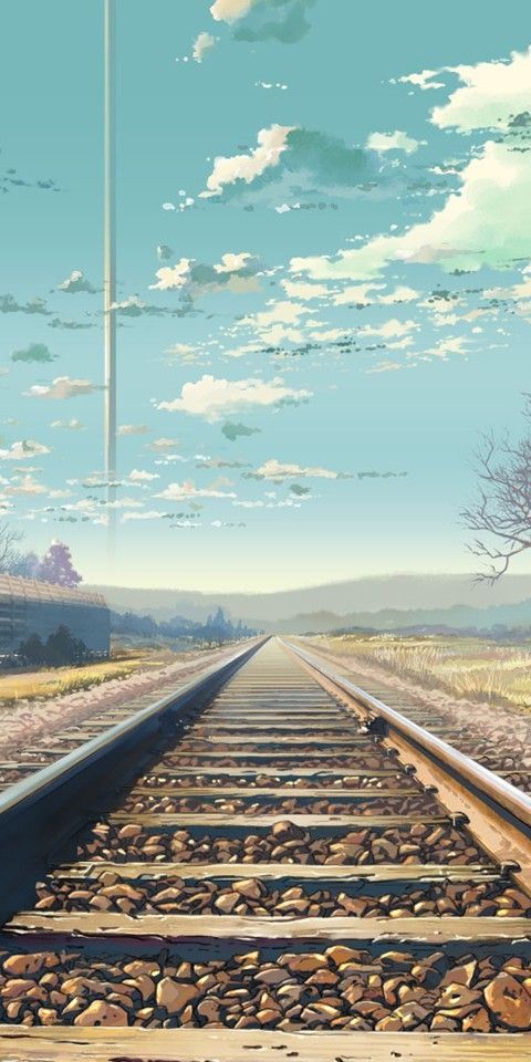 Beautiful Anime Railway Landscape Mobile Wallpaper