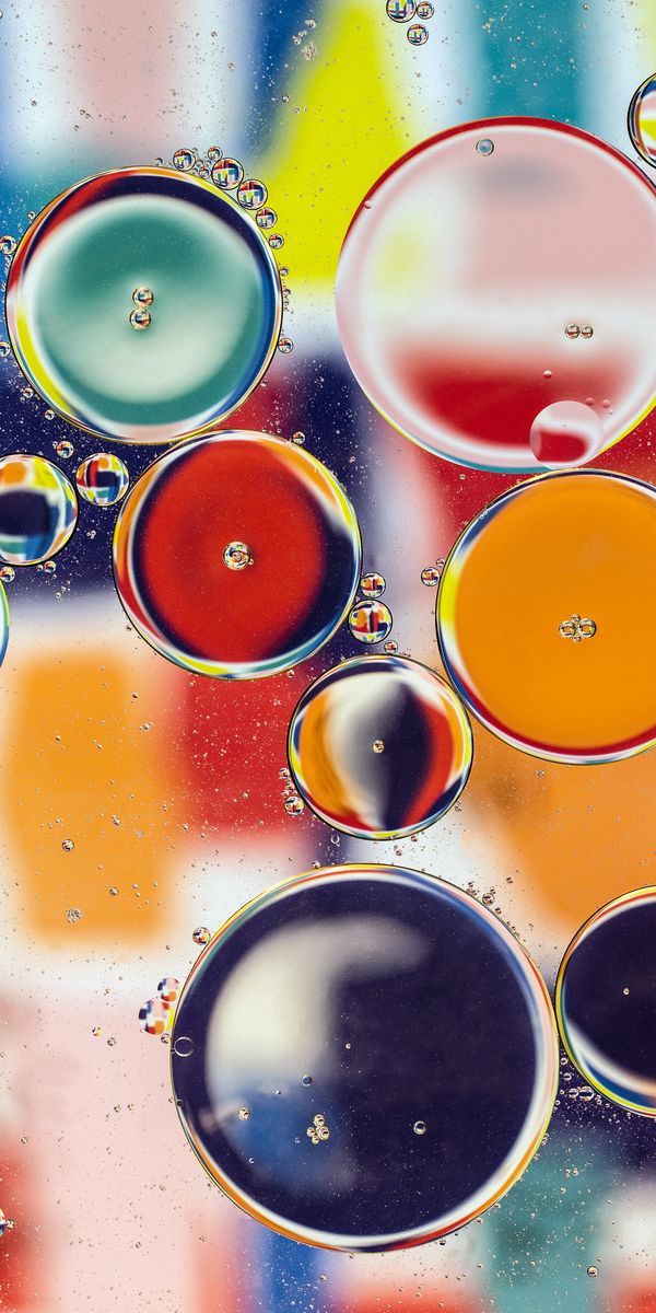 Phone wallpaper: Motley, Water, Bubbles, Multicolored, Abstract, Form free download