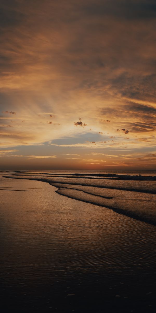 Phone wallpaper: Twilight, Dusk, Nature, Waves, Sunset, Beach, Sea free download