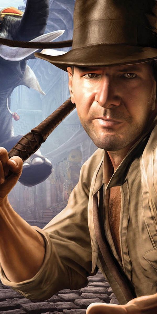 Epic Indiana Jones 4K Phone Wallpaper with Harrison Ford and Adventure Elements