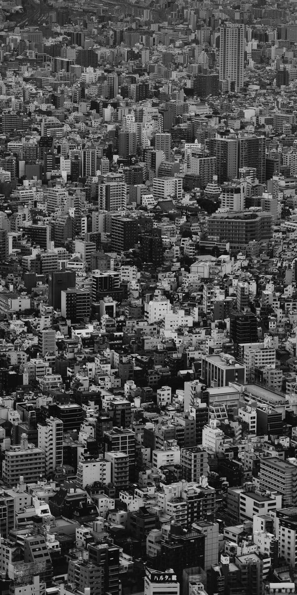 Phone wallpaper: City, Bw, Megalopolis, Megapolis, Building, Cities, Chb, View From Above free downl