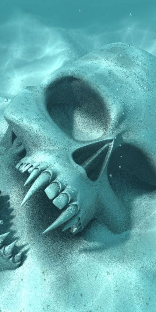 Underwater Dark Skull Wallpaper for Mobile Devices