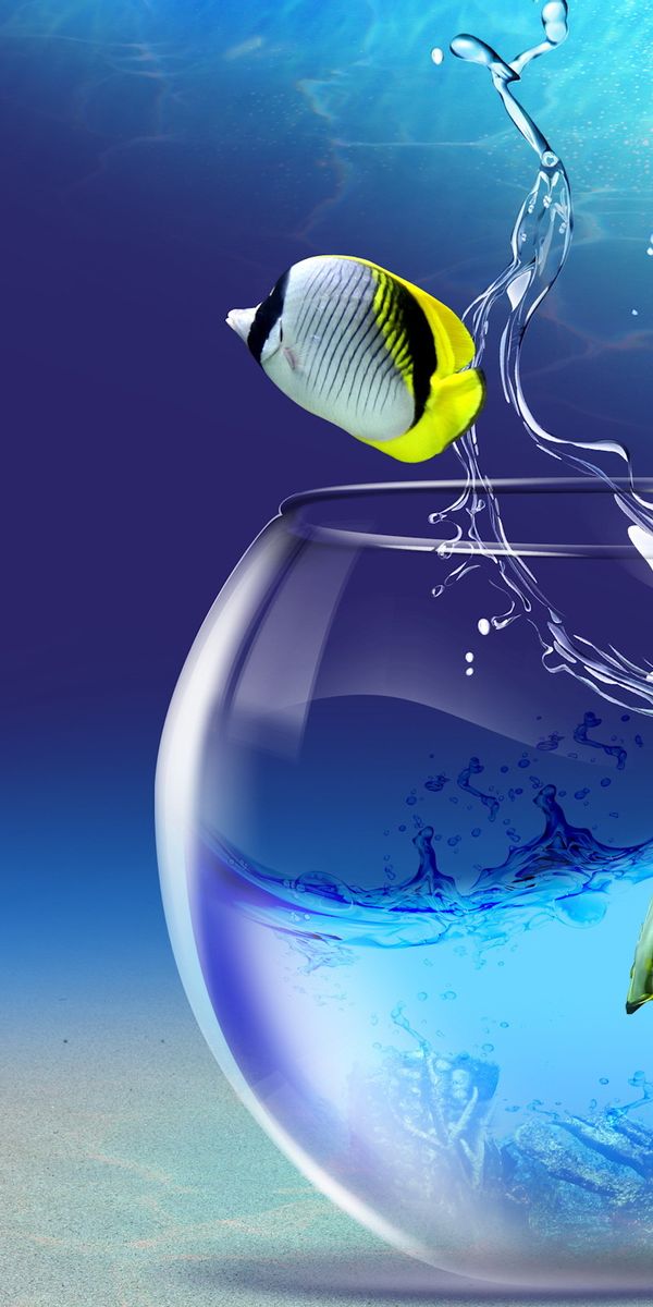 Phone wallpaper: Water, Aquariums, Art, Fishes, Fantasy free download