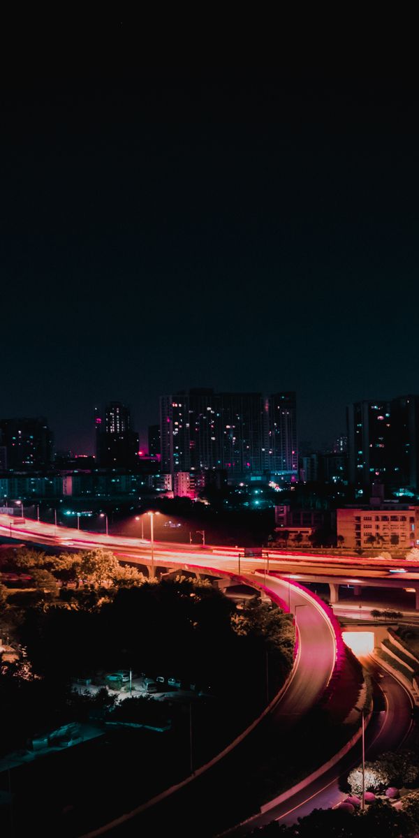Phone wallpaper: Cities, Road, Night, Illumination, City Lights, Backlight, Night City free download