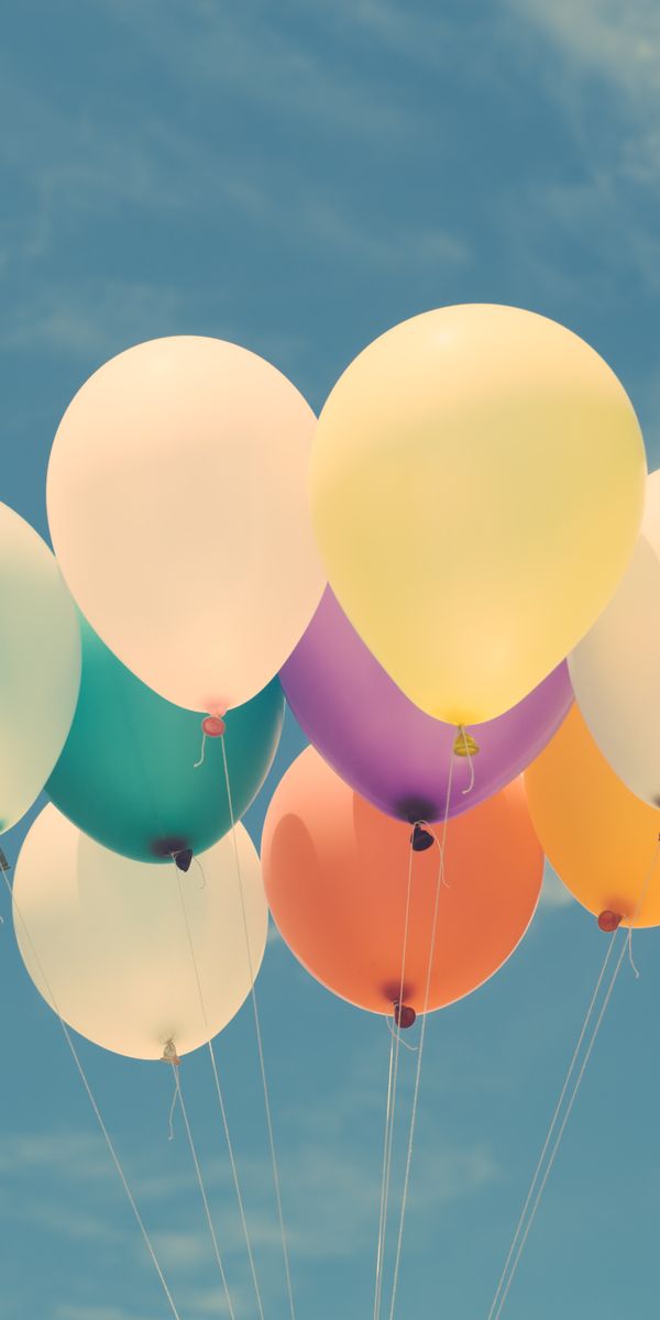 Colorful Balloons in a Clear Sky - Bright and Cheerful Wallpaper