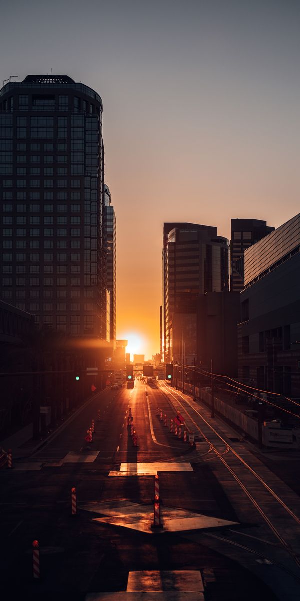 Breathtaking Sunset View Over City Roads