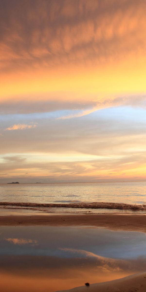 Phone wallpaper: Coast, Horizon, Sunset, Sea, Nature, Beach free download