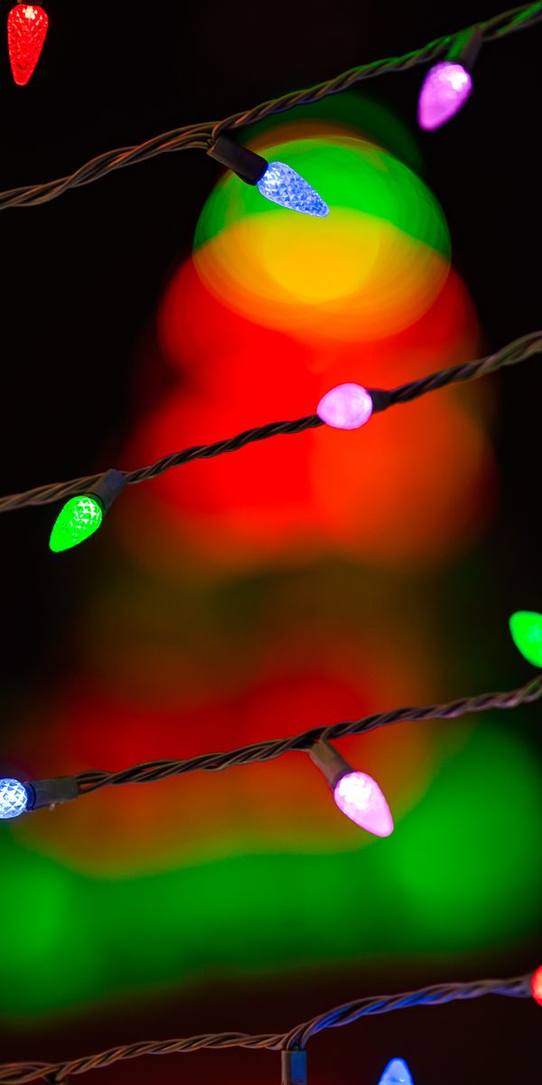 Multicolored Holiday Lights Garland Wallpaper