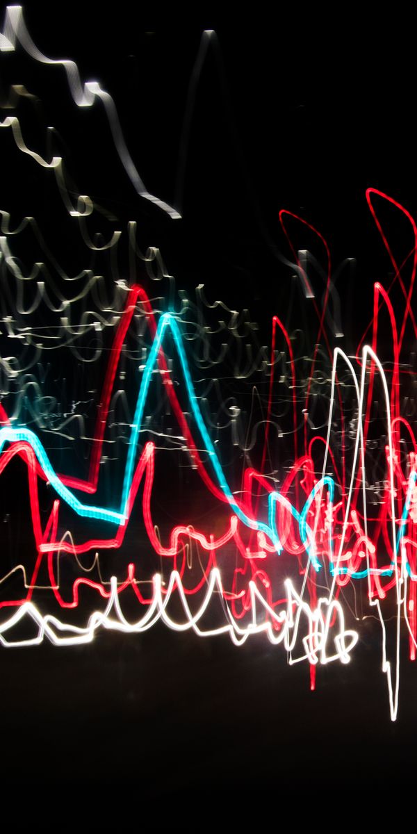 Phone wallpaper: Winding, Motley, Sinuous, Multicolored, Glow, Abstract, Lines, Dark, Neon free down
