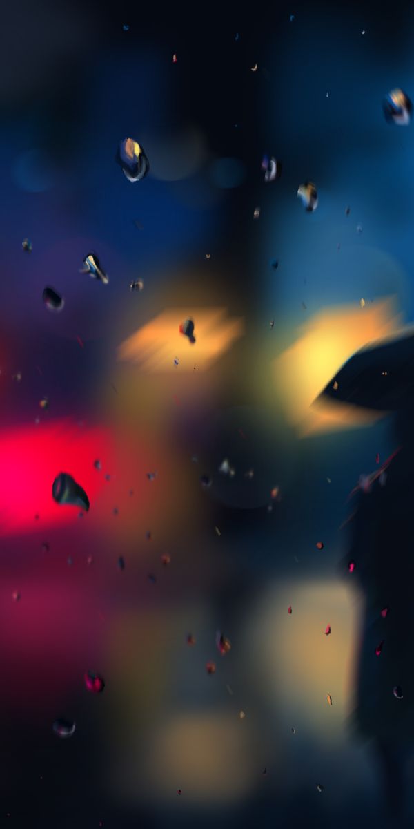 Beautiful Rainy Night Silhouette with Bokeh Lights