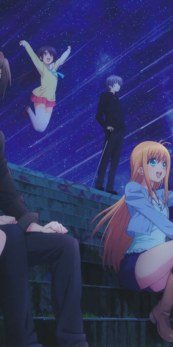 Charlotte Anime Characters Enjoying a Starry Night Together