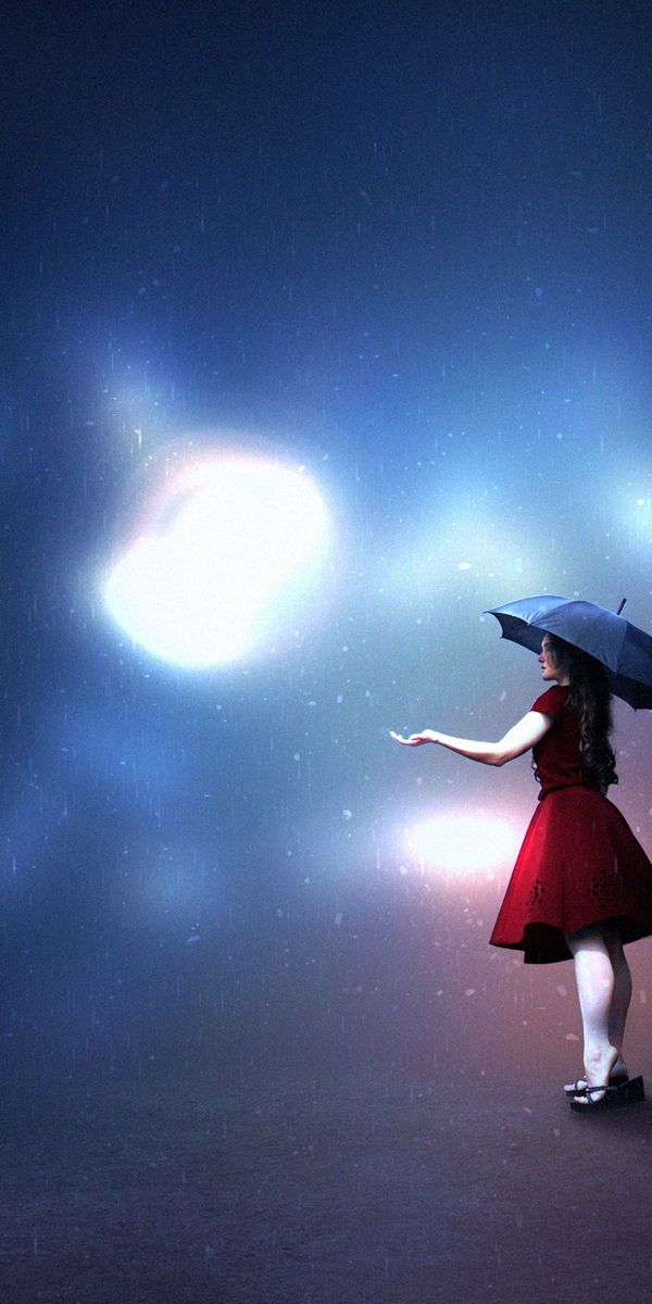 Phone wallpaper: Miscellaneous, Miscellanea, Shine, Light, Umbrella, Illusion, Art, Girl free downlo