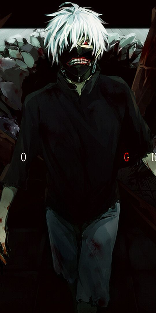 Ken Kaneki from Tokyo Ghoul with Kagune and Red Eyes