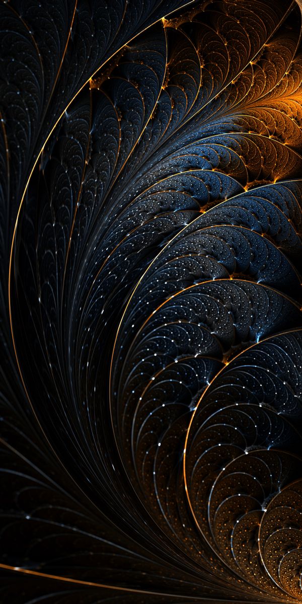 Golden Blue Abstract Fractal Design for Stunning Mobile Wallpaper