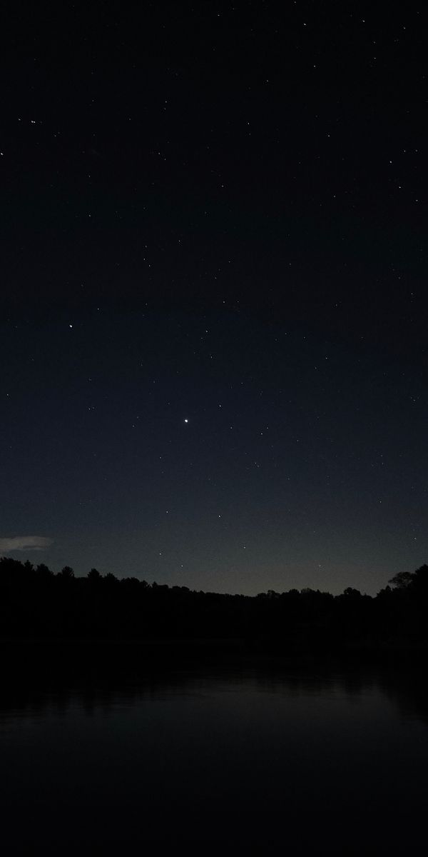 Serene Night Silhouette Over a Dark Lake