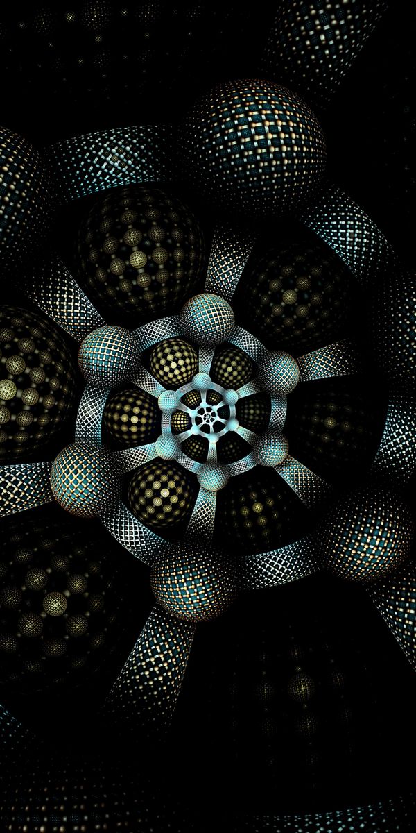Mesmerizing Dark Fractal Pattern with Swirling Circles