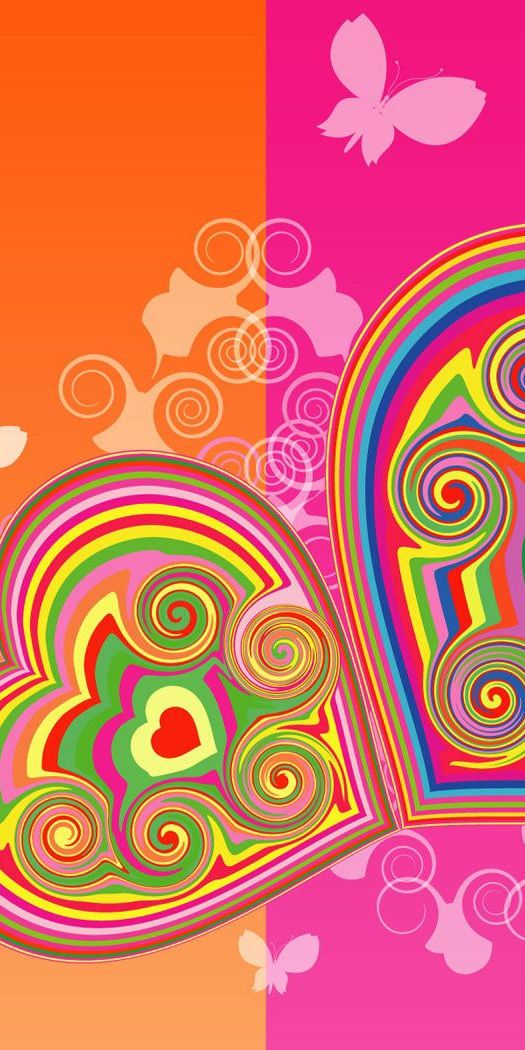 Vibrant Multicolored Hearts Wallpaper for Your Mobile