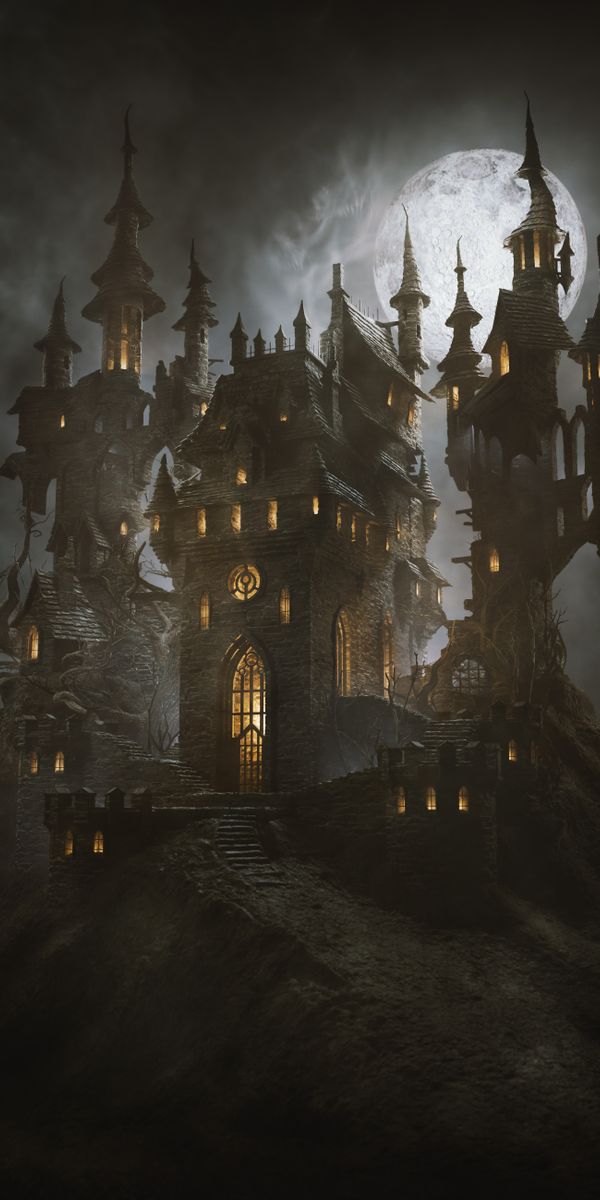 Haunting Castle Under the Moonlight - Ideal for Phone Wallpaper