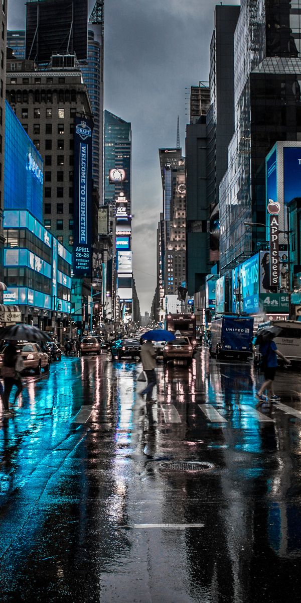 New York City Night View with Rain – Perfect Mobile Wallpaper