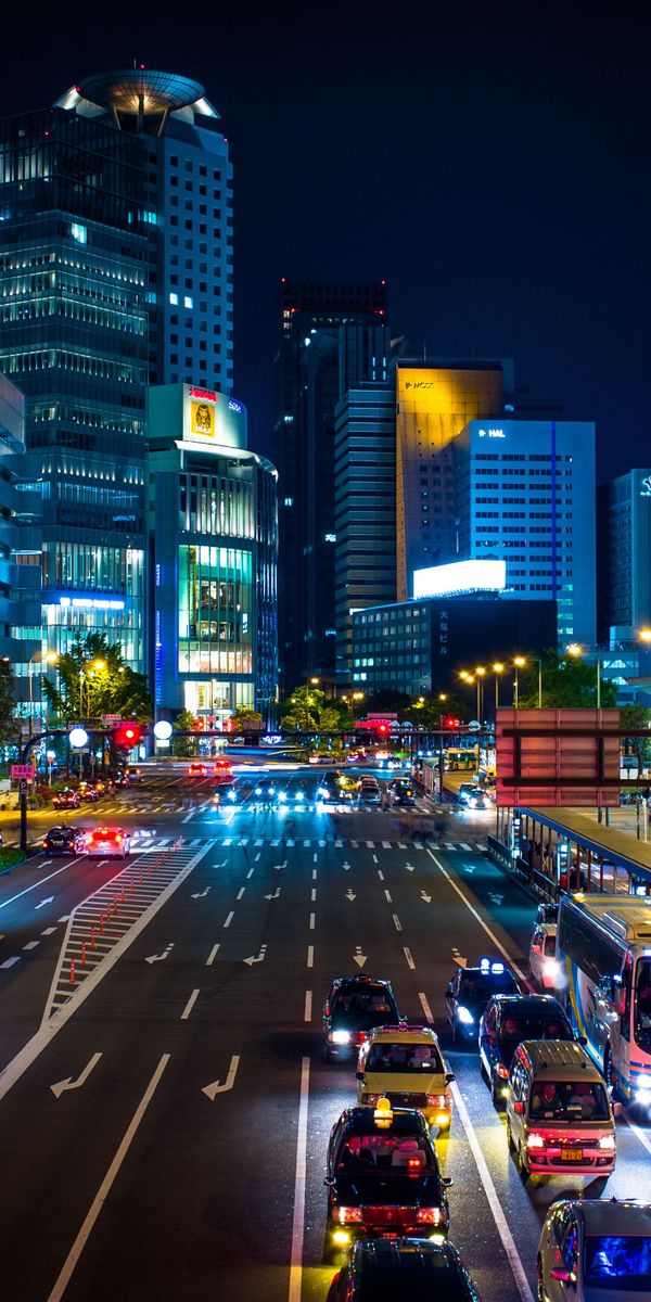 Night View of Osaka's Man-Made Cityscape