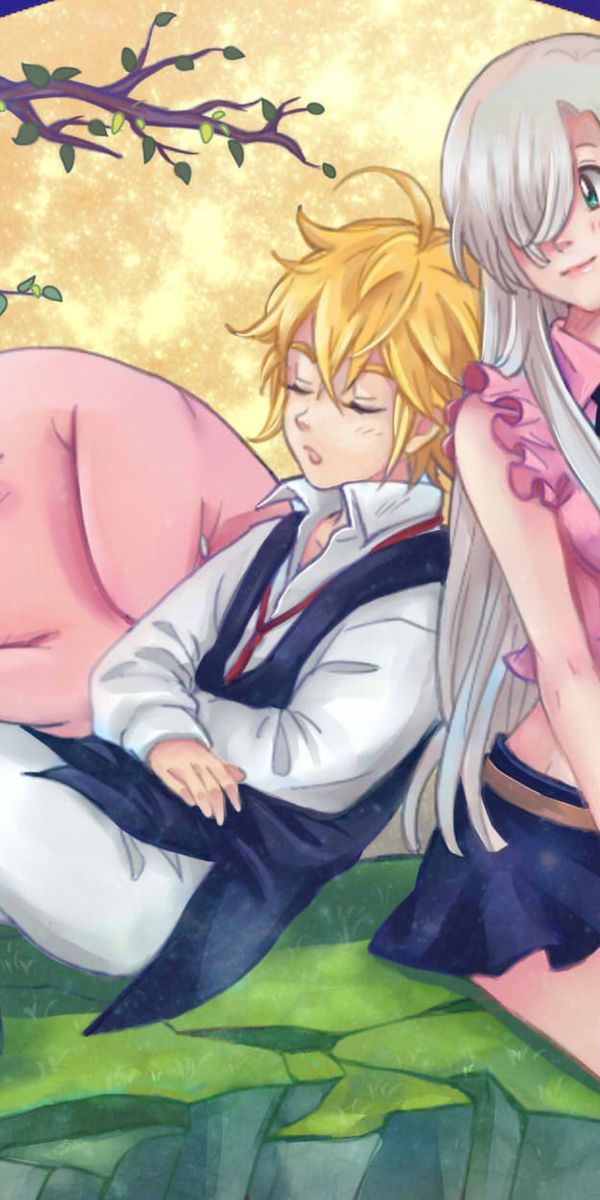 Elizabeth Liones and Meliodas Sleeping Under the Moon