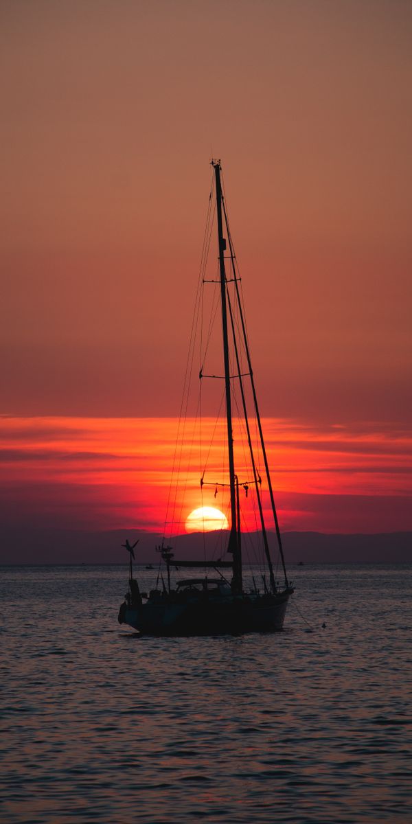 Sunset with Boat on the Sea