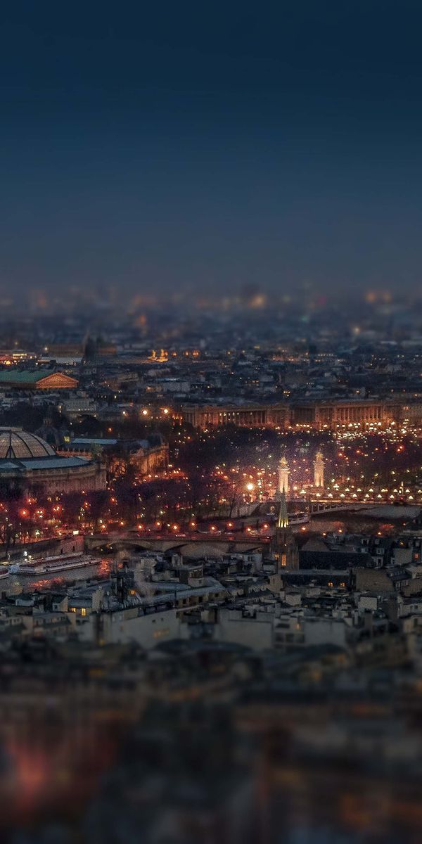 Tilt Shift Ferris Wheel Night View of Paris