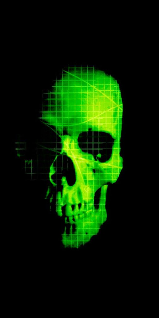 Intriguing 4K Dark Skull Wallpaper with Digital Elements and Text
