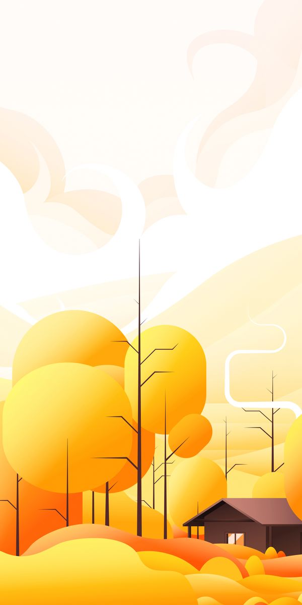 Charming Yellow House Surrounded by Trees in Vector Art Style