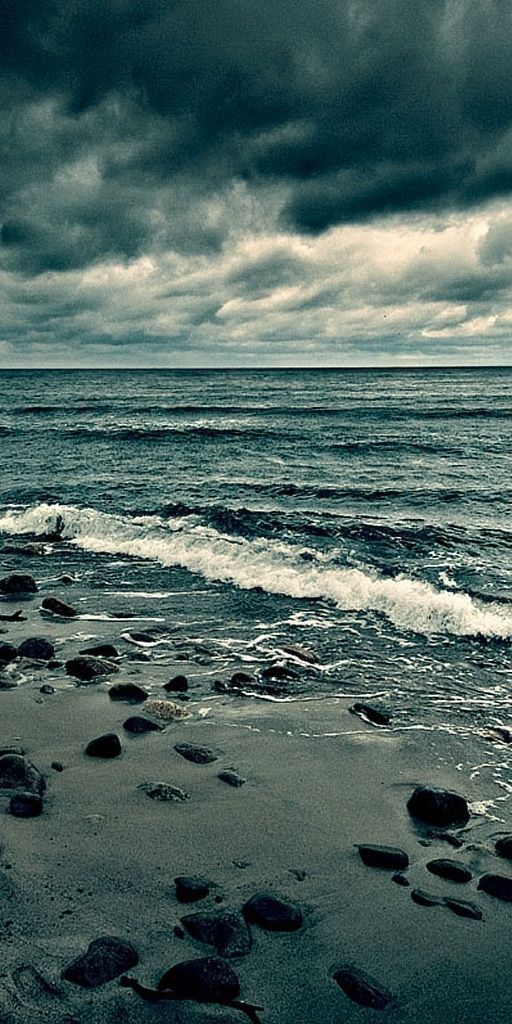 Dark Ocean Beach Scene - Perfect Phone Wallpaper