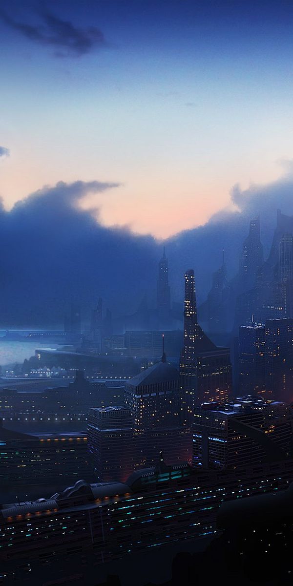 Breathtaking Sci-Fi Cityscape at Sunset