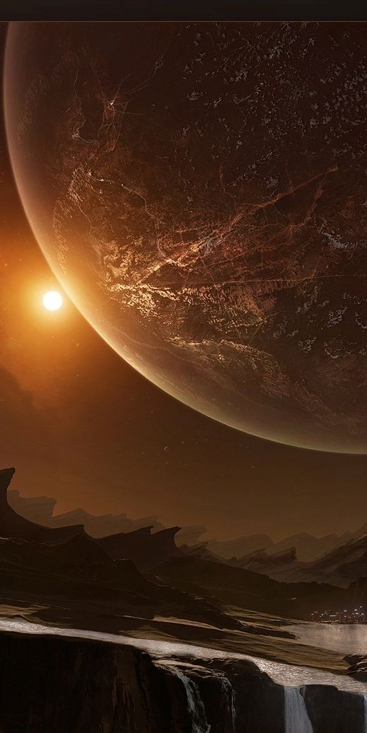 Breathtaking desert landscape on an alien planet - mobile wallpaper