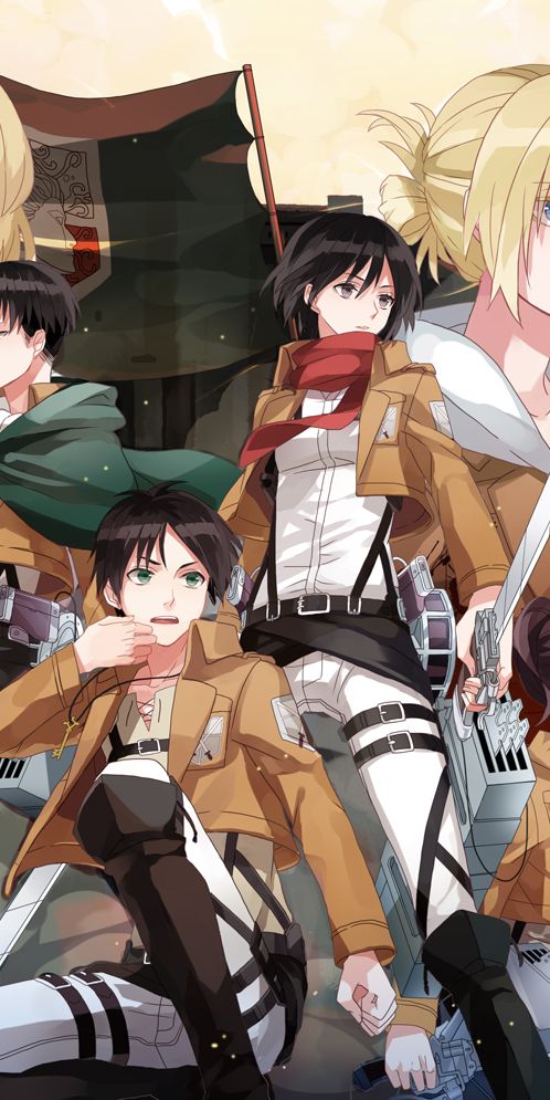 Epic Attack on Titan Phone Wallpaper Featuring Hange and Friends
