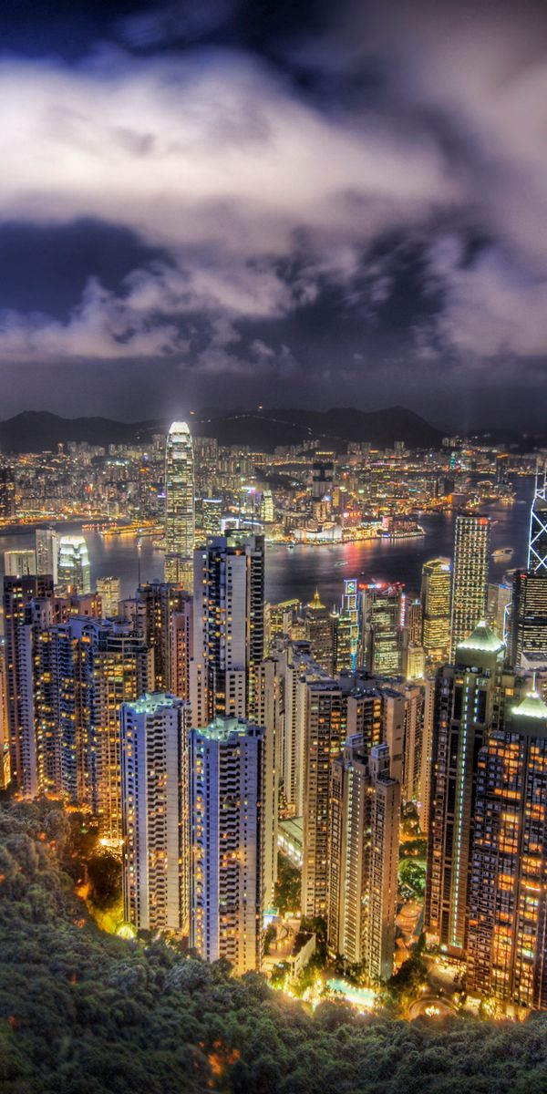 Breathtaking HDR View of Hong Kong Cityscape at Night