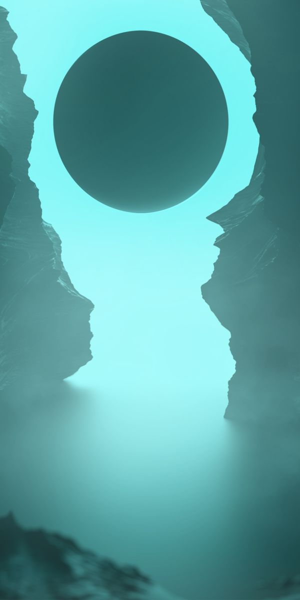 Mysterious Fog and Moon Over Rocky Landscape