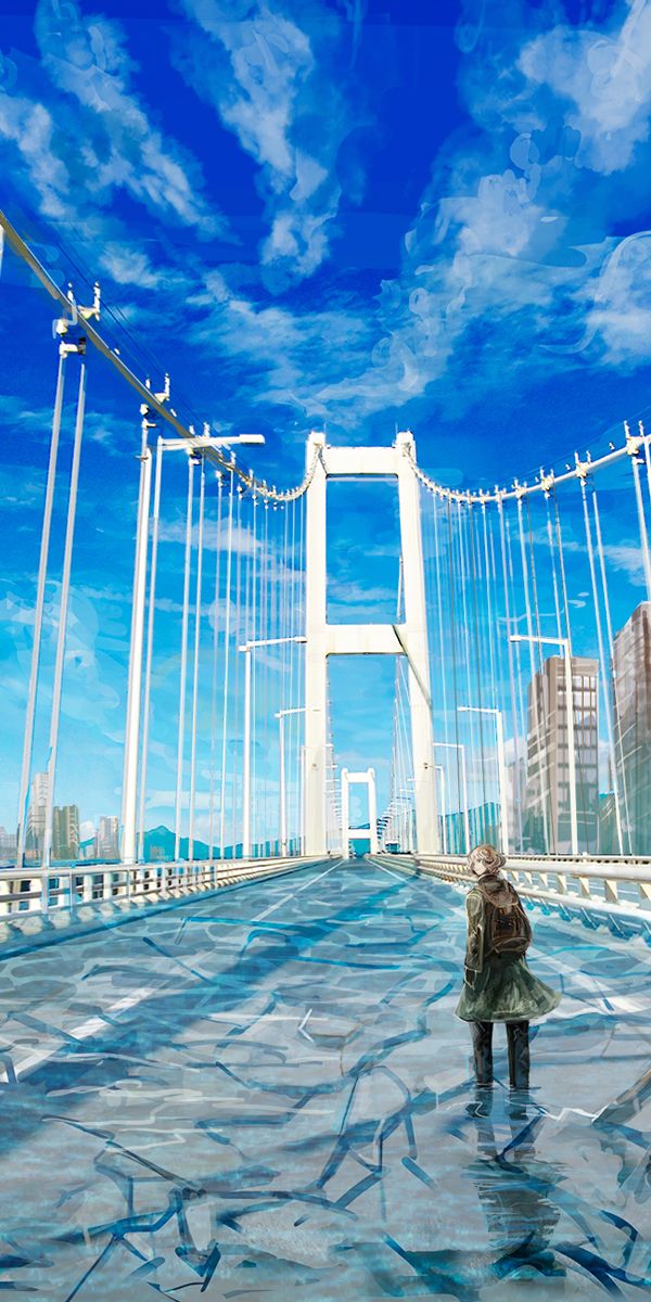 Phone wallpaper: Bridge, Crack, Cracks, Loneliness, Art, Girl free download