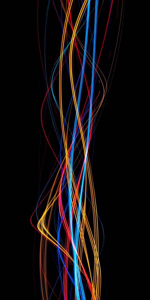 Abstract 4K Phone Wallpaper with Wavy Multicolored Lines and Glow Effects