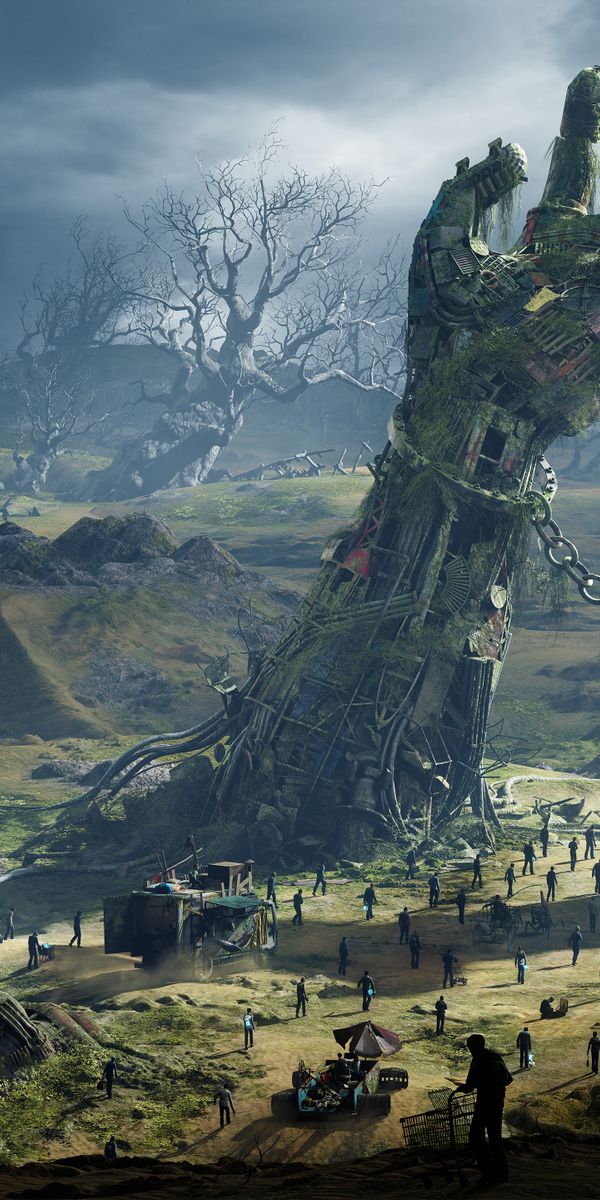 Phone wallpaper: Landscape, Fantasy, Hand, Artistic free download