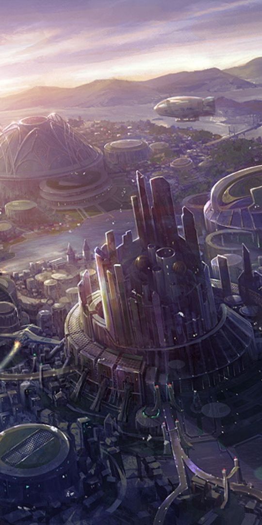 Futuristic Sci-Fi City Landscape Wallpaper