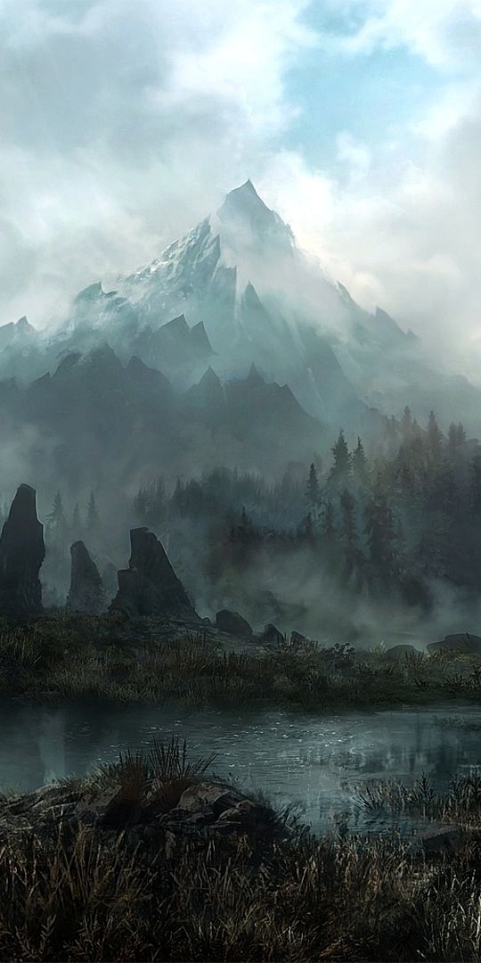 Breathtaking Skyrim iPhone Wallpaper: Majestic Mountains and Dragons