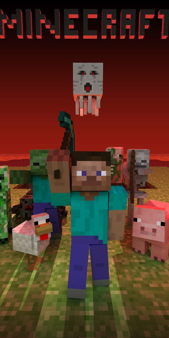 Epic Minecraft Wallpaper Featuring Steve and His Friends