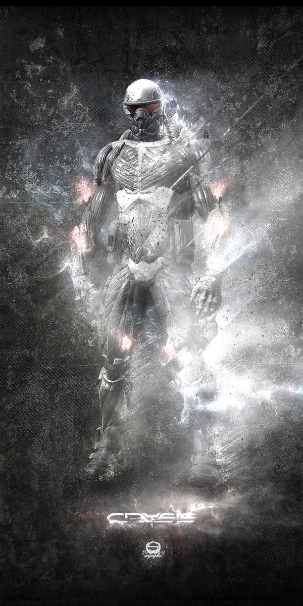 High-Quality Crysis Wallpaper: Futuristic Gray Armor Design for Phones