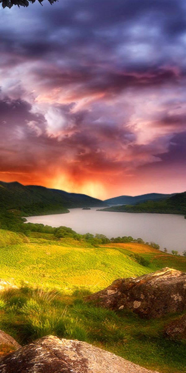 Breathtaking Fantasy Landscape Wallpaper Featuring a Majestic Moon