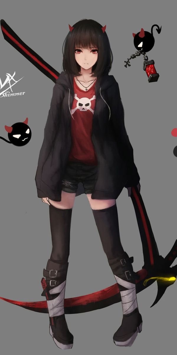 Phone wallpaper: Anime, Girl, Scythe free download