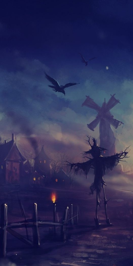 Eerie Halloween Scene with Pumpkins and a Dark Night Sky