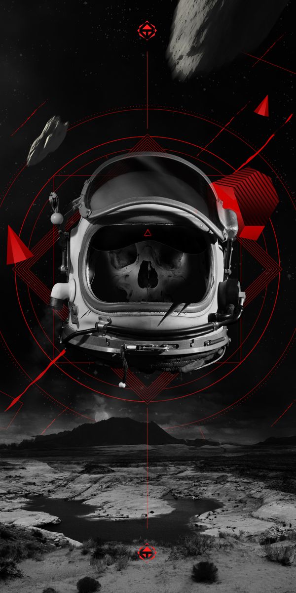 Cosmonaut Skull Mobile Wallpaper: A Striking Blend of Art and Space
