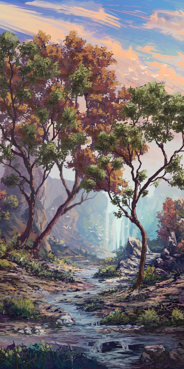 Beautiful Landscape with Trees and a Flowing River