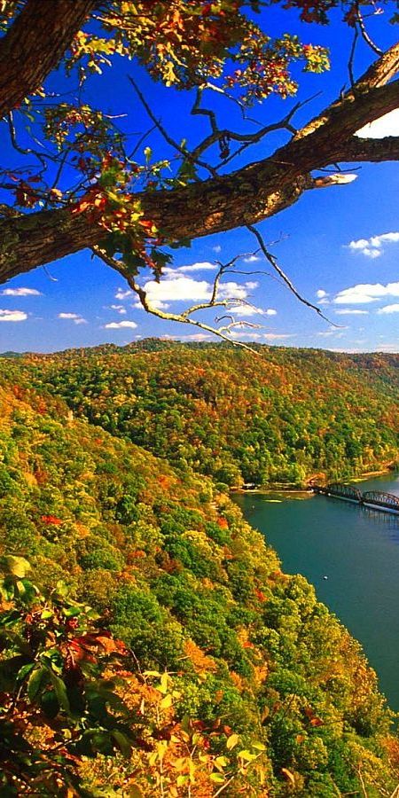 Breathtaking Earth Landscape Wallpaper Featuring a Serene River and Autumn Colors