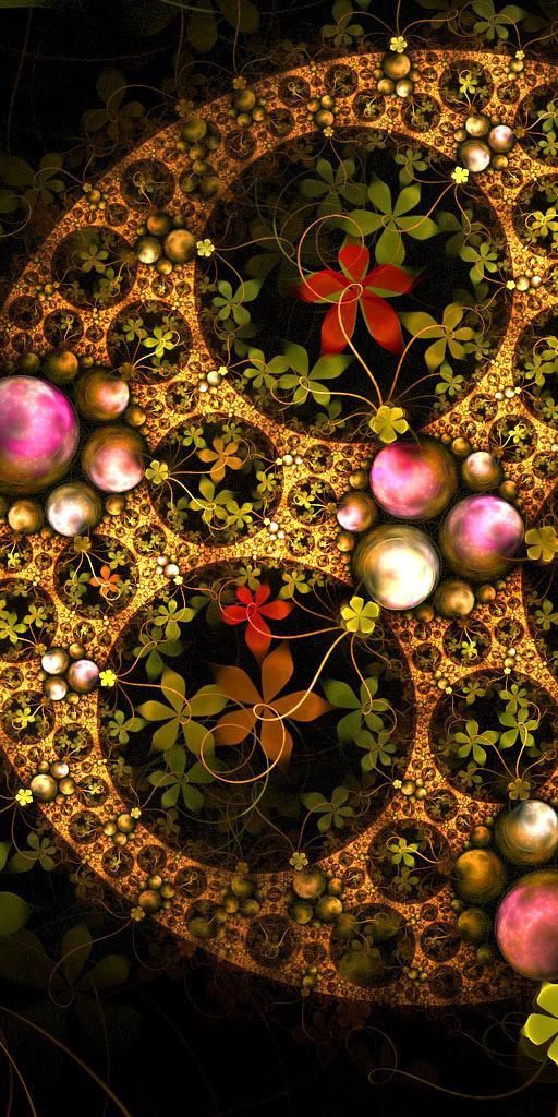 Multicolored Floral Fractal Mobile Wallpaper: A Kaleidoscope of Blooms
