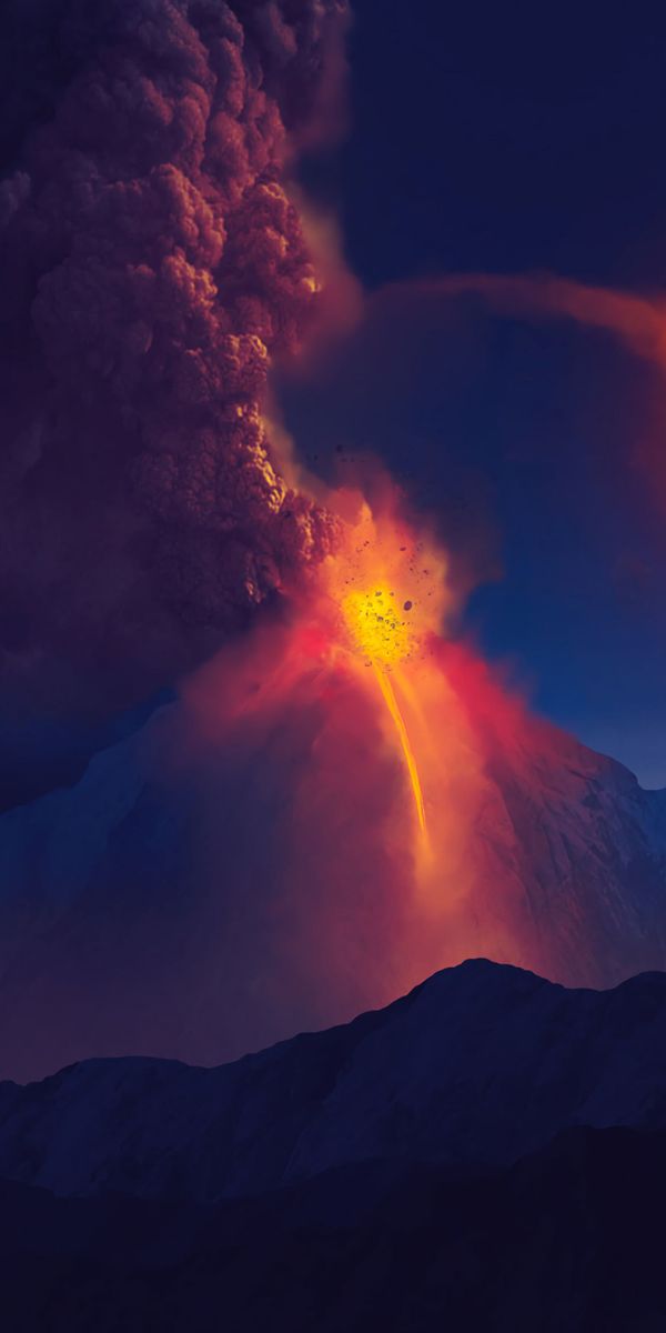 Majestic Volcano Eruption with Fiery Lava